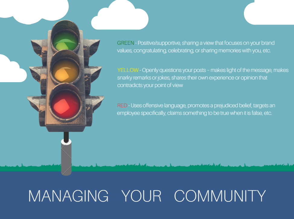 you can always use the Traffic Light Model by placing the person commenting into one of the following categories