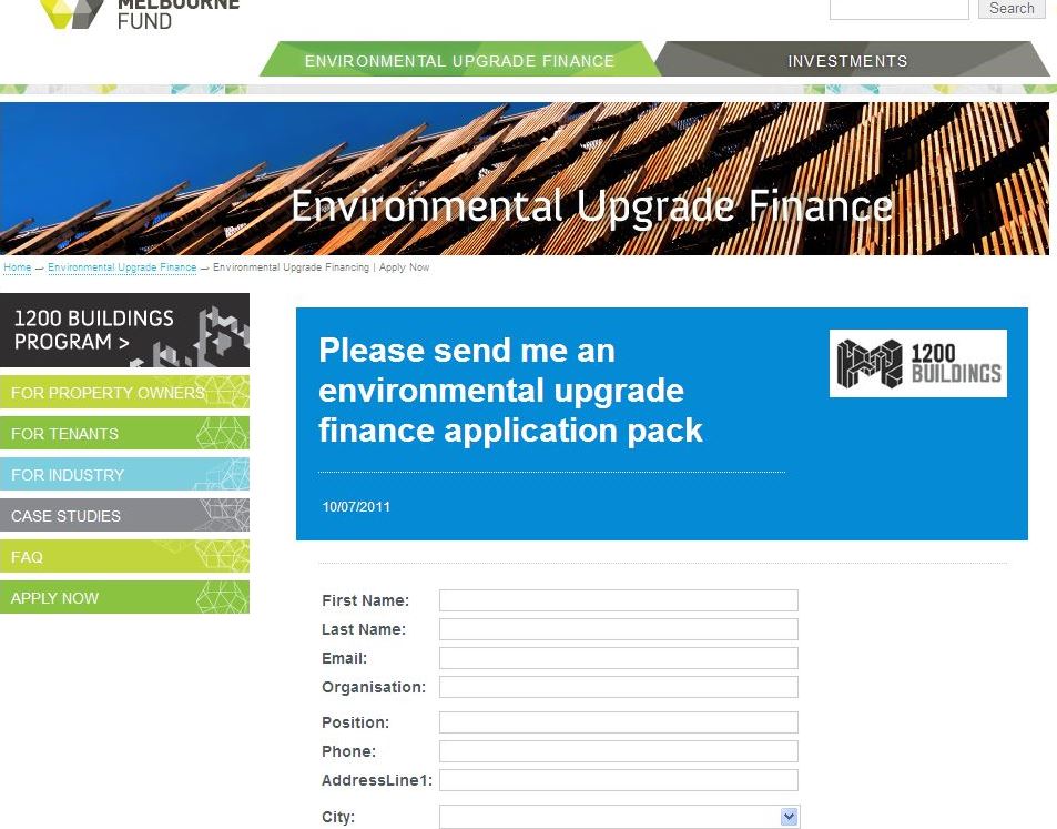 SMF Environmental Upgrade Finance Application Pack register created in Darzin and embedded into SMF website